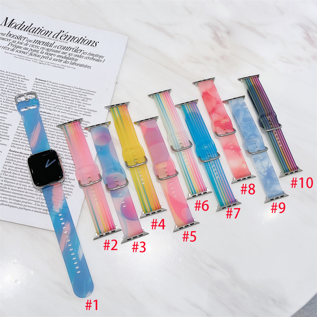 

Jelly Transparent Rainbow Silicone Strap For Apple Watch Band 41mm 45mm 44mm 42mm 40mm 38mm Luxury Women Wristband iWatch Series 7 6 5 4 3 Smart Accessories