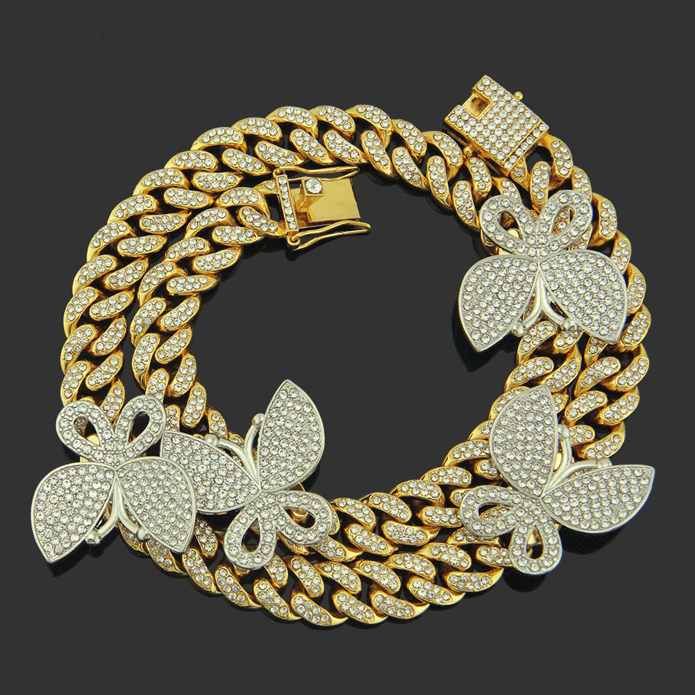 

Hip hop fashion diamond CUBAN CHAIN NECKLACE men's nightclub Street hip hop big gold chain accsori