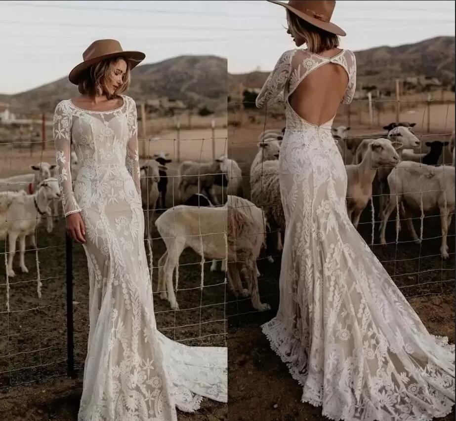 Country Gothic Sirène moderne Robes de mariée 2022 Appliques en dente