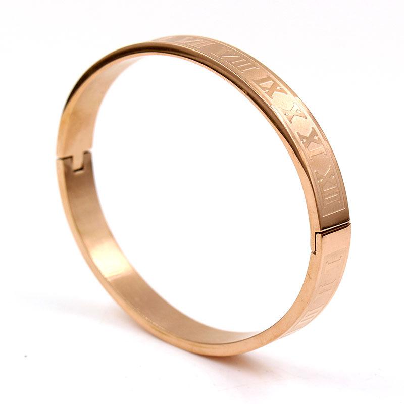 

Bangle YUNLI Fashion Roman Letter Titanium Steel Bracelet Punk Style Cuff Trend All-match Jewelry Exquisite Holiday Gift
