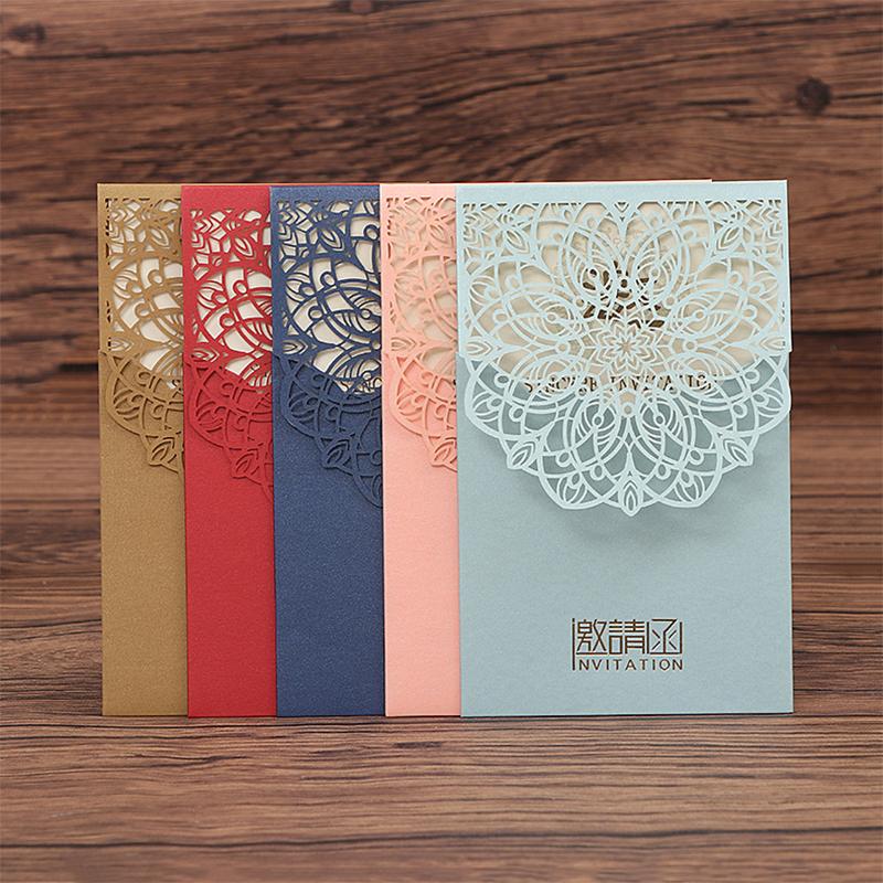 

Gift Wrap 10Pcs Love Wedding Invitation Marriage With Pearl Paper Laser Cut Bride And Groom Greeting Card Party Supplies