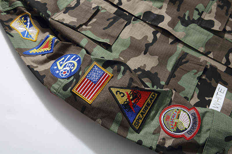 

Factory Online Export Trendy Sweater Chaopai Off Autumn Winter New Camouflage Embroidery Jacket Ow Loose Men' and Women' Shirt Coat, Color fan