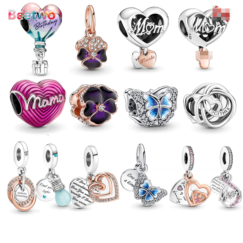 925 Sterling Silver Dangle Charm Asymétrique Cherry Fruit Perles Perle Fit Pandora Charms Bracelet DIY Bijoux Accessoires