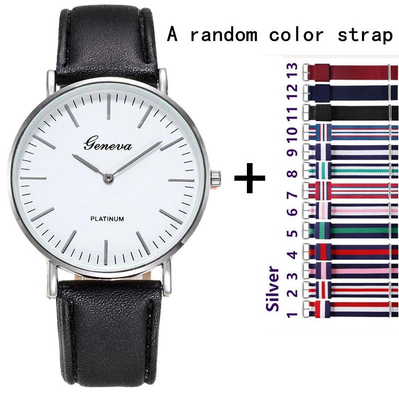 

Wristwatches Simple Ultra-thin Two-needle Male Watch For Men Student Trend Personality Geneva Leather Strap Quartz Reloj Hombre, Brown