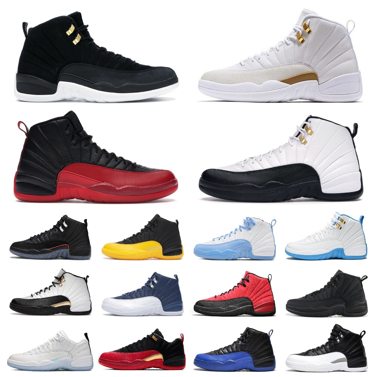 

Basketball Shoes Jumpman 12 12s Mens stealth Gold Indigo Flu Game Dark Concord Utility black White Royalty International Flight Playoff taxi Trainer Sneakers, Bubble column