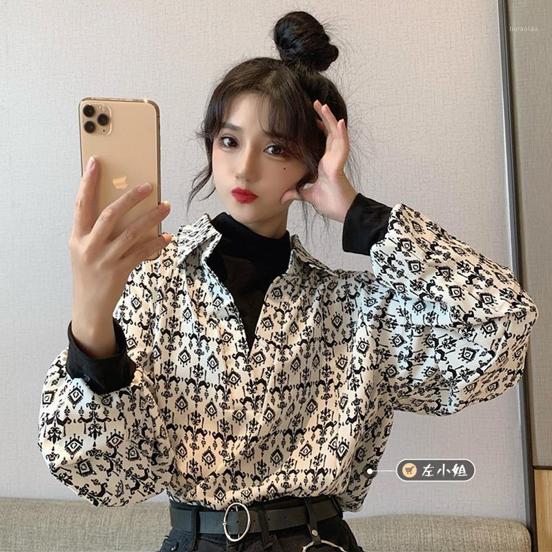 

Ladies Tops Spring Autumn Patchwork Fake Two Pieces Long Sleeve Shirts For Women Clothes Causal Loose Blouses Hipster 2022 Women's &, Black
