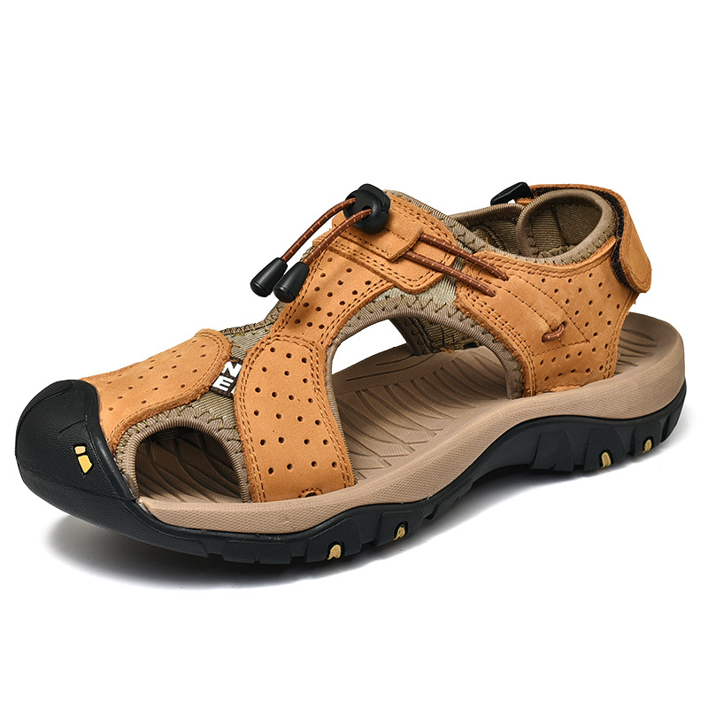 Grande taille sandales hommes 2022 été nouveau respirant orteil sandale loisirs de plein air chaussures de plage décontractées tête couche peau d