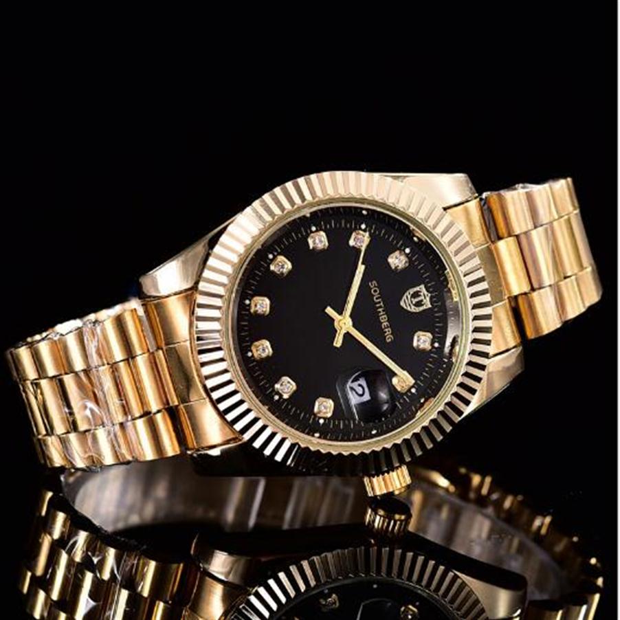 Relogio Top Brand Luxury Watch Men Calendar Black bay New designer Diamond watches high quality women Dress rose gold clock reloj 302Y