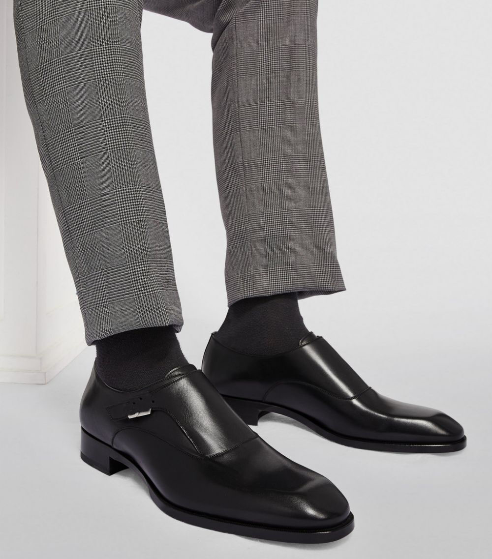 

Men casual dress shoes platform low heel oxfords loafers business flats Johnbi Elegantly Mens grained calfskin leathers red sole desingers with Sliver buckle