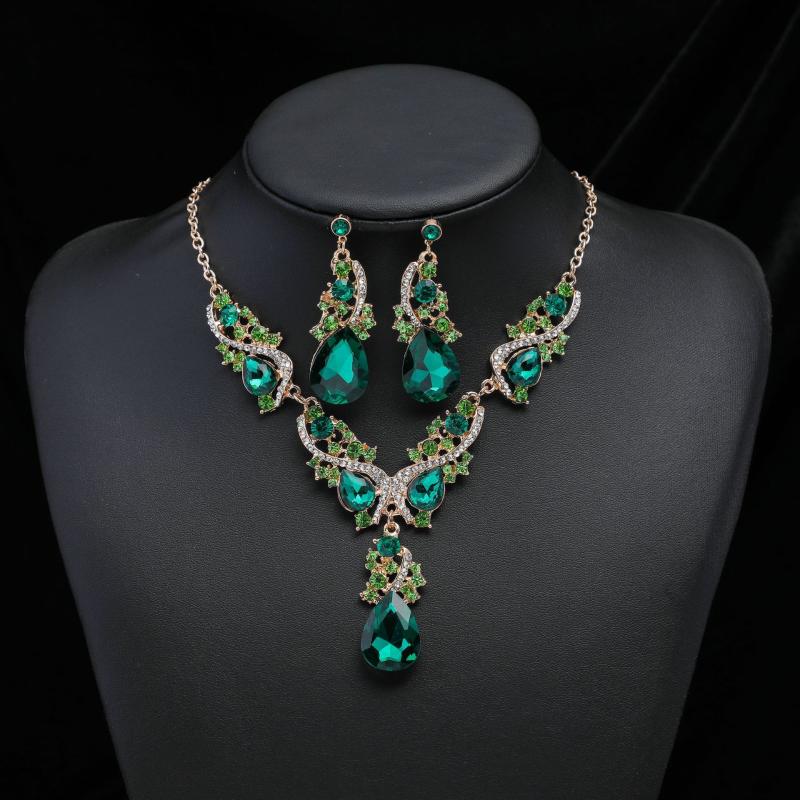 

Earrings & Necklace Fashion Multiple Crystal Prom Wedding Jewelry Sets For Women Accessories Peacock Bridal SetsEarrings, As pic