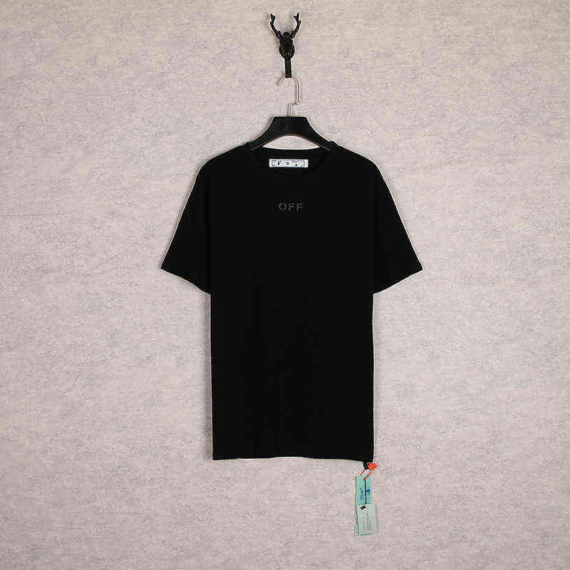 

Factory Direct Sales Designer New Brand Short Sleeve Wholesale Ow Off Double Shadow Arrow Youth T-shirt Casual Cotton Loose Black
