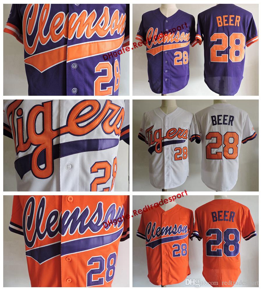 

Mens Clemson Tigers Seth Beer College Baseball Jersey Cheap White Orange Purple