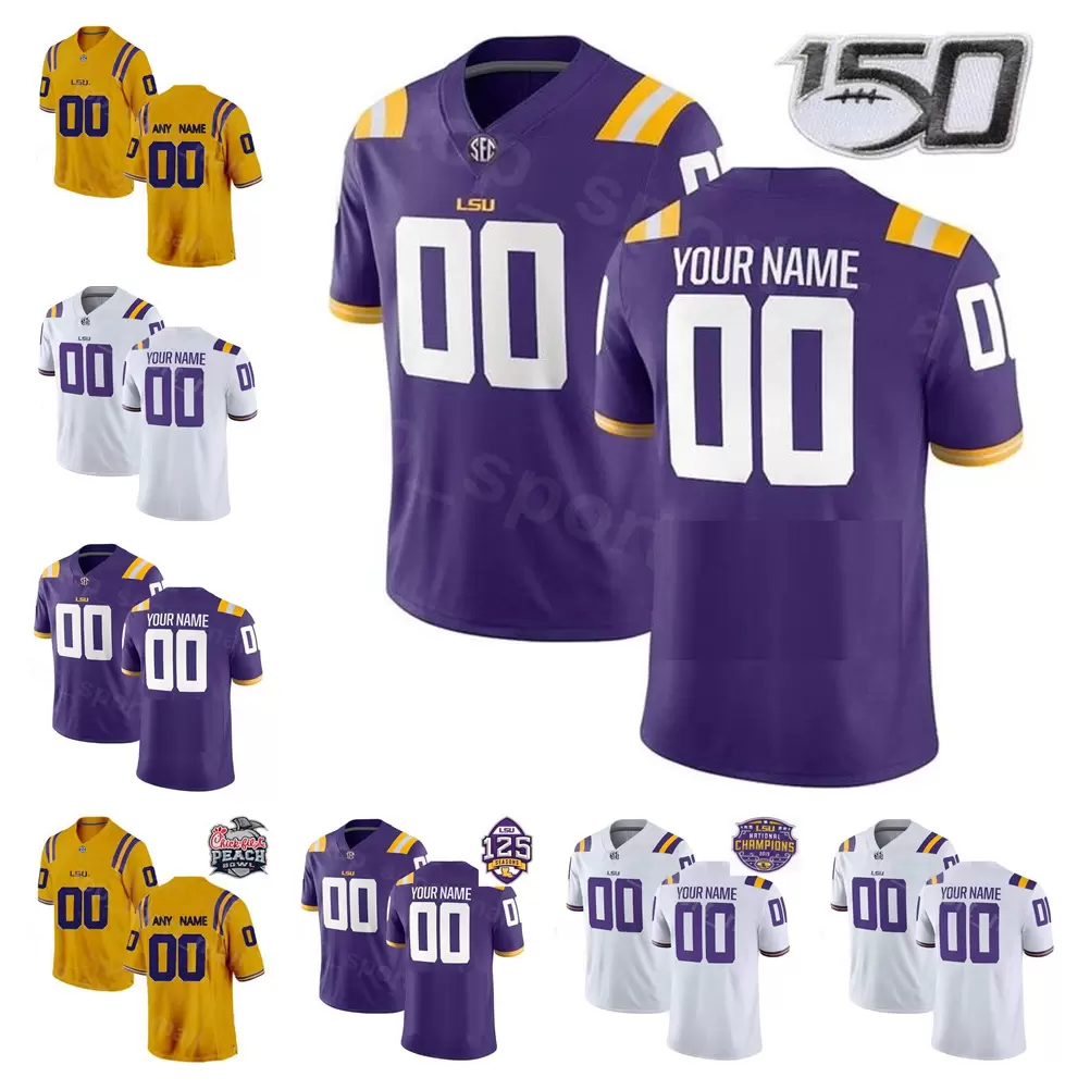 

LSU Tigers Football 35 Damone Clark Jersey Myles Brennan 24 Chris Curry 25 Cordale Flott 22 Clyde Edwards-Helaire Men Youth Woman Jerseys, Colour 4