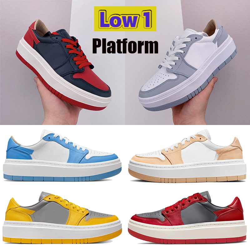 

2022 Fashion 1 low Elevate Platform running shoes university blue onyx Team Red varsity maize midnight navy wolf grey SE Bred top quality men women Sneakers, 09 shoe box