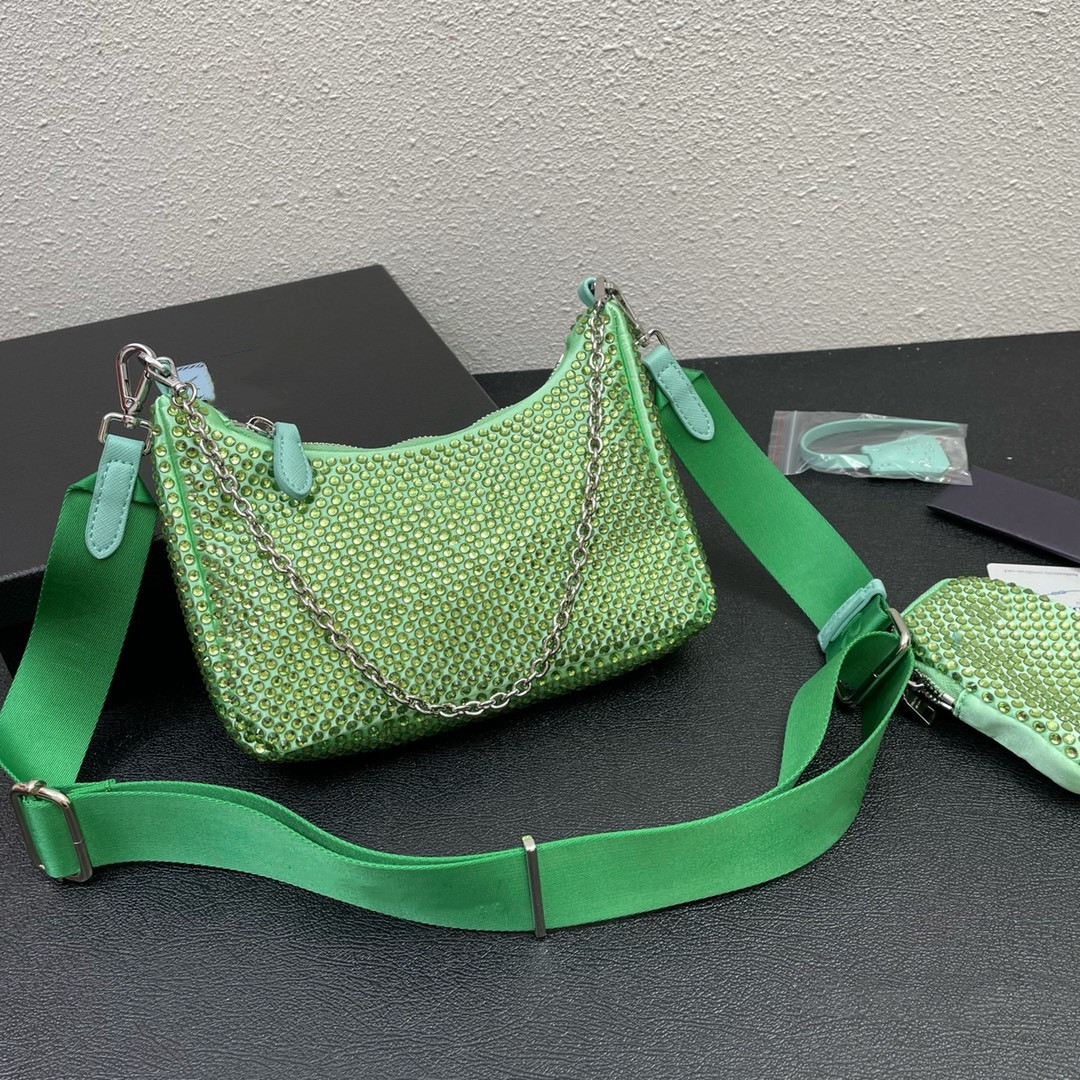 

5A Top quality underarm Shoulder Bag Fashion Handbag Shoulder Purse Fashion Full Diamante High Quality Zipper Nylon Letter Decoration Women Wallet, #6 size:22cm