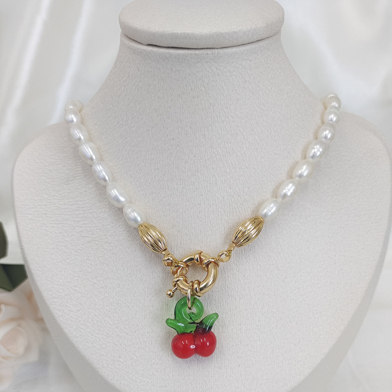 

Necklace Same Cherry Glazed Freshwater Pearl Clavicular Chain Female
