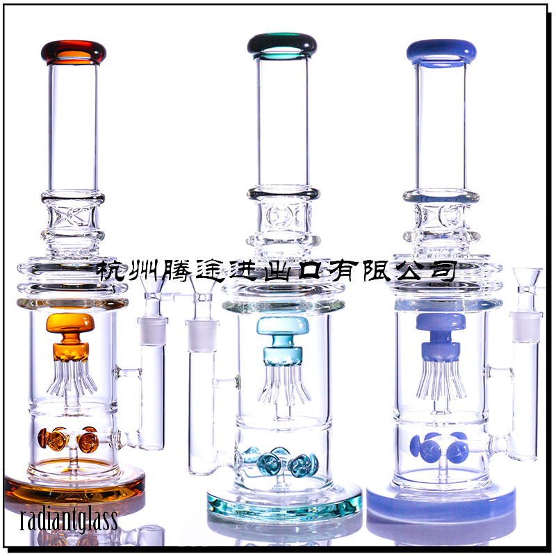 

Glass bongs jellyfish percolator hookah smoking water pipe freezable bongs heavy duty quartz glass with 19mm bowl and female joint