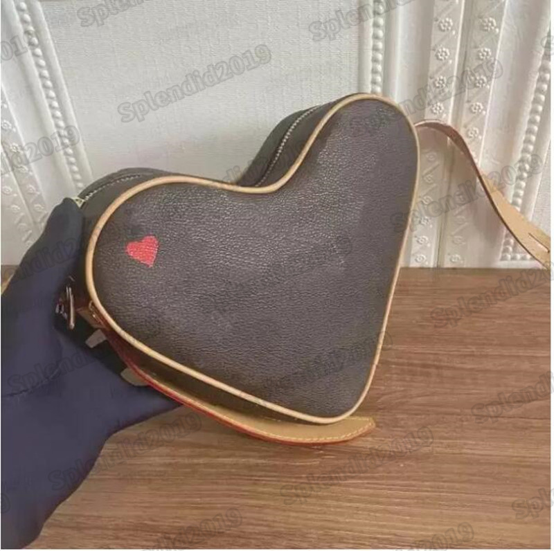 

M57456 GAME ON COEUR Love Bag Mini Red Heart Print Handbag Canvas Embossed Hearts Shaped Cross body Shoulder Bag Evening Clutch Purse Wallet M45149, #1