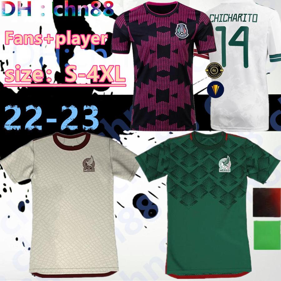 

Size S-4XL 2022 world cup Mexico soccer jerseys LOZANO CHICHARITO Player Version football shirts Fans DOS SANTOS kits mexico 22 23 jersey Me, 22-23 away fans