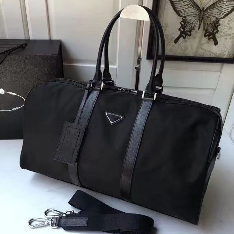 

high quality travel duffle bags 2022 luxury handbag fashion luggage handbags canvas women Bag large capacity sport bag Plain Zipper Soft Single Black GM, Original package 46*17*25 cm