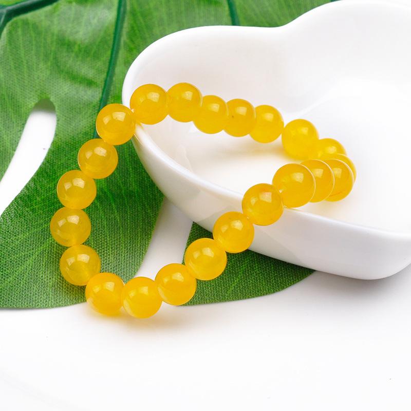 

Beaded, Strands Fashionable Simple Natural Stone Yellow Agate Bracelet High Quality Pure Color 8mm Beaded Jewelry
