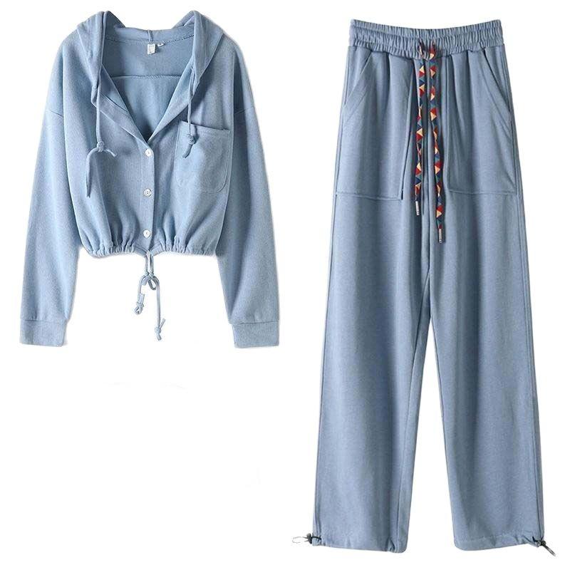 

Women' Two Piece Pants 2022 Spring Autumn Fashion Outfits For Women Tracksuit Hoodies Sweatshirt And Sweatpants Casual Sports 2 Set Sweatsu, Gray top