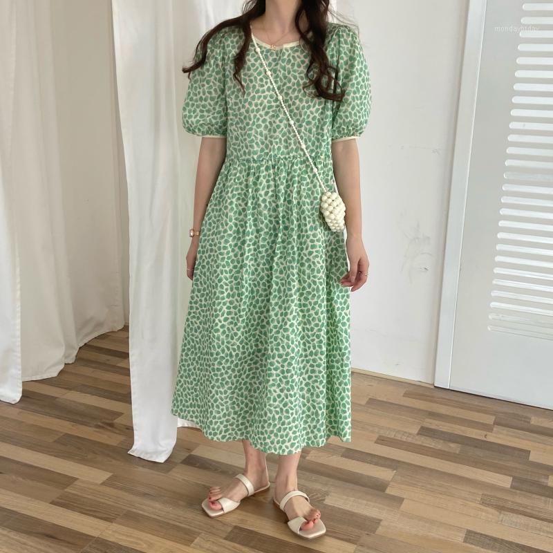

Party Dresses Alien Kitty 2022 Summer Brief Sweet Polka Dot Chic Slim Long Office Lady French Floral Elegant Stylish, Blue