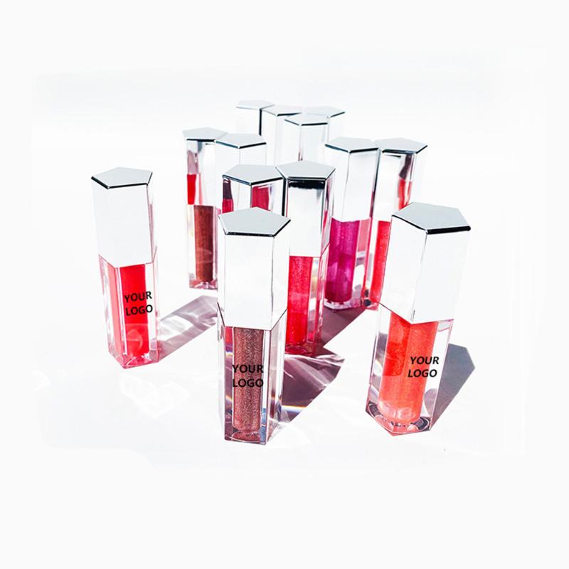 

Lip Gloss 13 Colors Shiny Glossy Lipgloss Wholesale Pentagonal Tube Pearl Glaze Private Label No Logo Glitter Pigment Powder, 10pcs with your logo