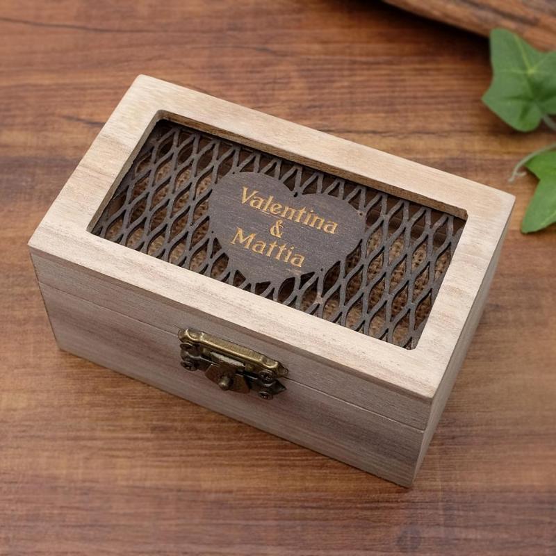 

Party Decoration Personalized Proposal Ring Box Wedding Holder Rustic Wooden Bearer Jewelry Engagement
