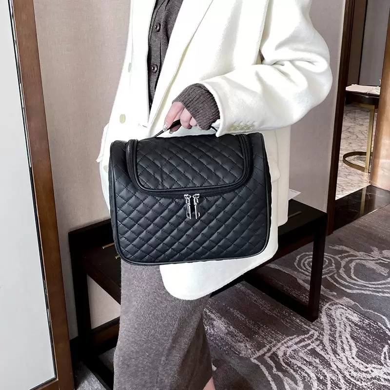 

Included Makeup Waterproof Large Storage Bag Travel Hanging Black Zip Lock Closet Bathroom Toy Suitcase Neceser Bag