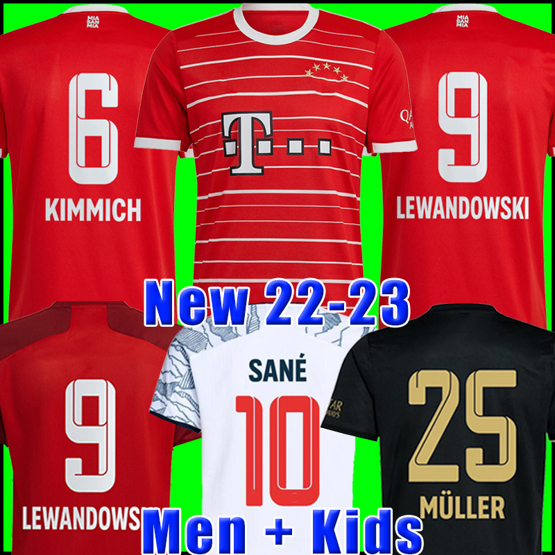 

LEWANDOWSKI soccer jerseys 21 22 23 SANE BAYERN MUNICH GORETZKA COMAN MULLER DAVIES KIMMICH football shirts Men + Kids kit 2022 2023 uniforms, 21/22 kids away