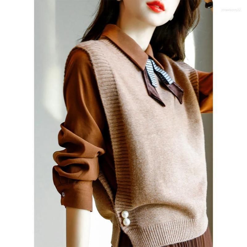 

Women' Vests Fashion 2022 Women Short Knitted Vest Plus Size O Neck Button Sleevess Sweater Jacket For Elegant Female Coat Stra22, Blue