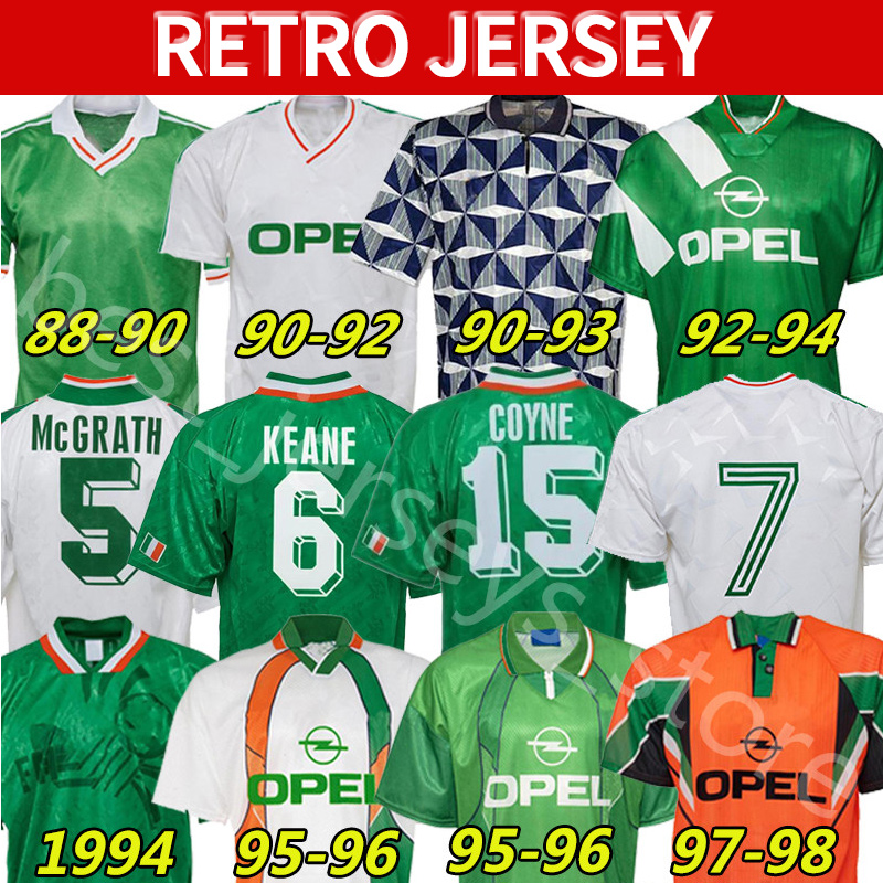

1988 1990 Ireland retro soccer jerseys 1992 1994 1995 1996 1990-92 1988-90 1994-96 home away 88 90 92 94 95 96 97 98 1997-98 classic vintage Keane Irish kits football shirts, Aierlan 1988-90 home