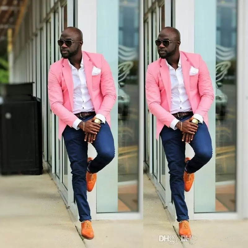 

Custom Made Pink Mens Wedding Suits Pants Man Blazer Groom Tuxedo Slim Fit Business Suit (Jacket + Pants)