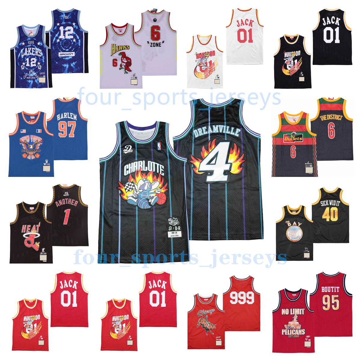 

NCAA Movie Basketball Jerseys Dreamville Jcak Zone Harlem The District Another Boutit Sick Wid It Men Size S--XXL, As picture