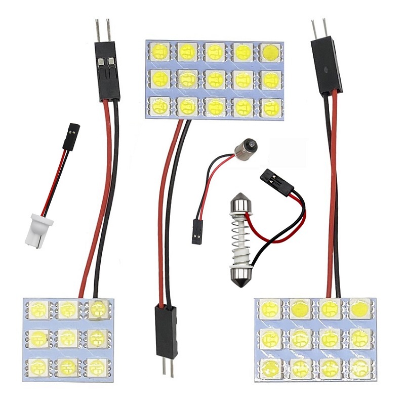 

New 5set T10 BA9S Festoon 3 Adapters 6/9/12/15/18/24/30/48 SMD 5050 Led White Light 12V LED Reading Panel Car interior Dome light