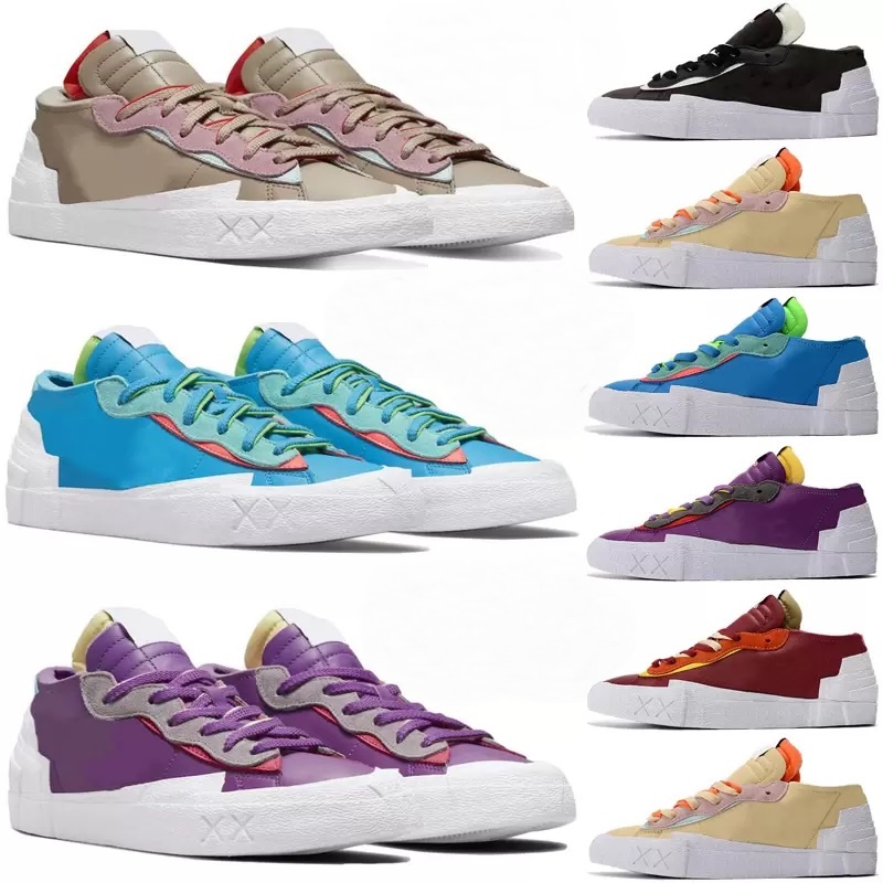 

2022 KAWS Sacais Blazer Low Mid 77 Casual Sports Shoes Off Neptune Blue Purple Dusk Reed Team Red Designer Sneakers British Tan Iron Grey White Men Women Trainers