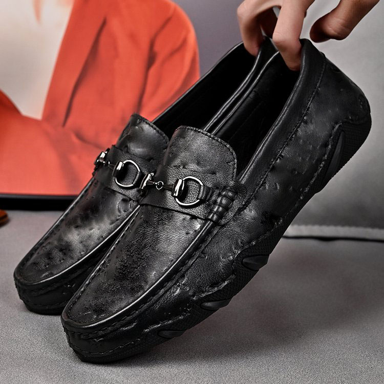 

Loafers Men Shoes PU Leather Solid Color Round Toe Flat Casual Fashion Printing Metal Decoration Classic Comfortable Breathable Business Formal Shoes HM290, Clear