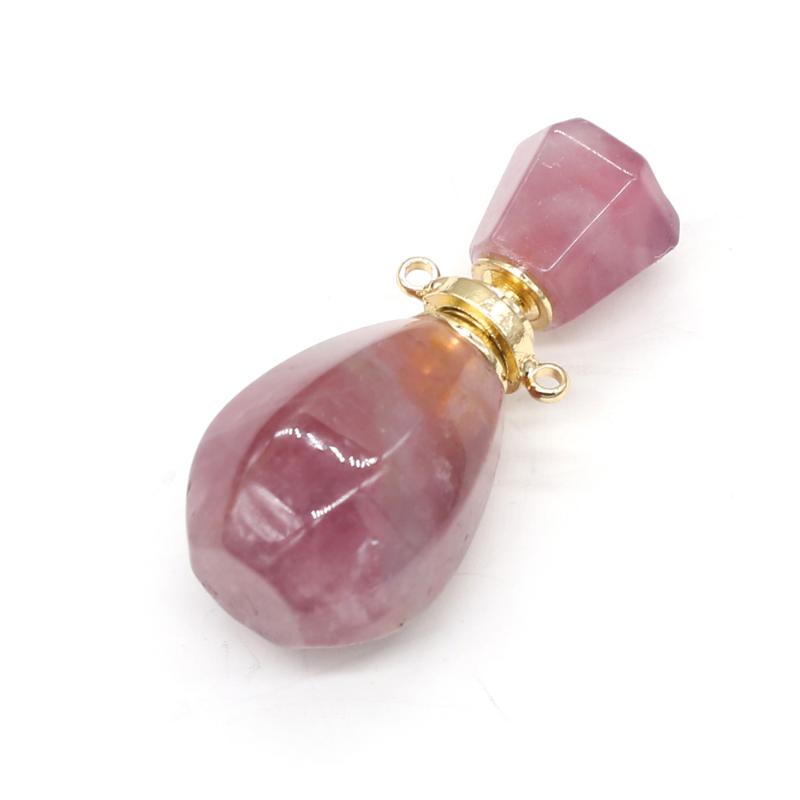 

Pendant Necklaces Natural Stone Gem Perfume Bottle Cylindrical Madagascar Rose Quartz Crafts DIY Necklace Jewelry Gift Making 15x33mmPendant
