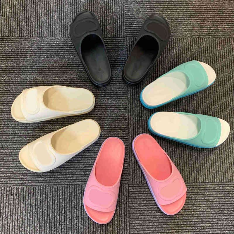 

Platform Slide Designer sandal With Interlocking Beach Slippers Rubber Slides Retro Summer Vintage macaron color Sandals With Box size 35-45