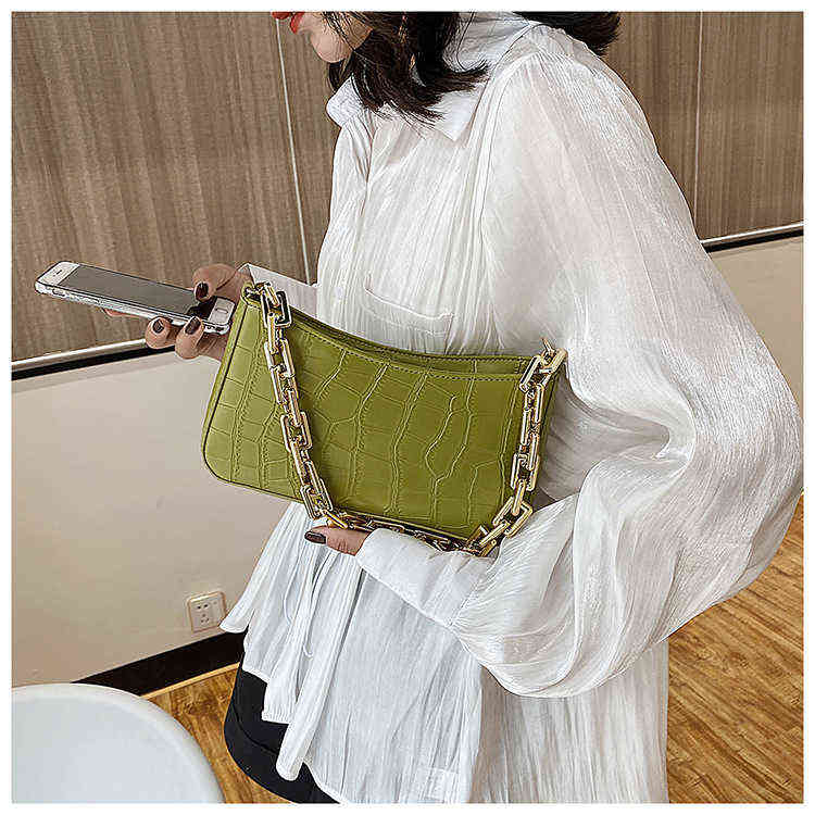

Evening Bags Handbag 2022 Fashion Chain Shoulder Bag Luxury Handbags And Purses Designer Armpit For Women Solid Stone Pattern Lady 220416, Black