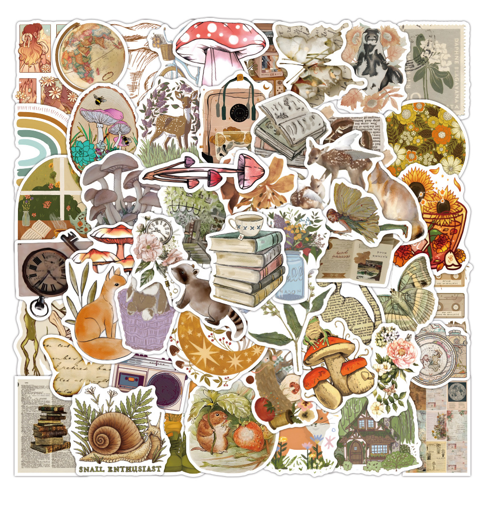 

Pack of 50Pcs Wholesale Vintage Pastoral Stickers Love MOM No-Duplicate Waterproof For Luggage Skateboard Notebook Helmet Water Bottle Phone Car decals Kids Gifts, Multi-color