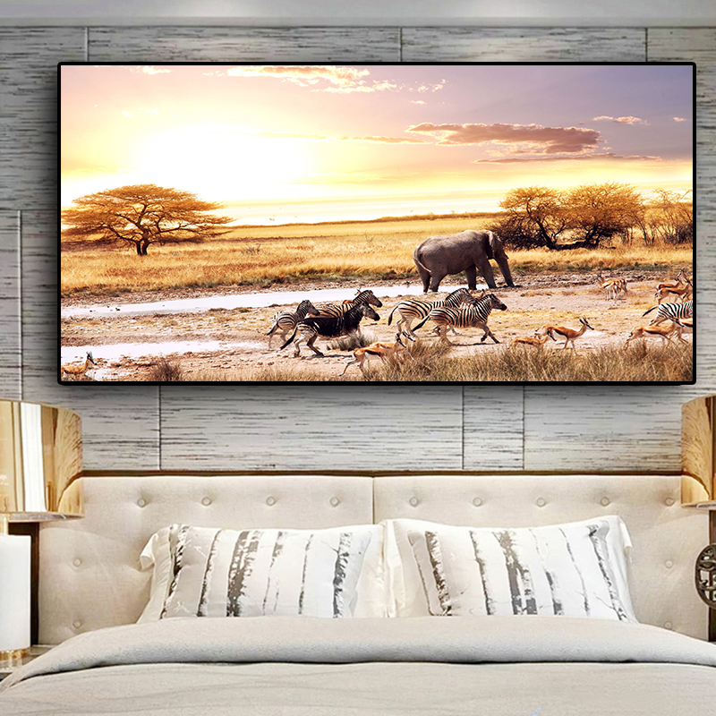 

Black Africa Elephants Wild Animals Canvas Painting Scandinavia Posters and Prints Cuadros Wall Art Pictures For Living Room
