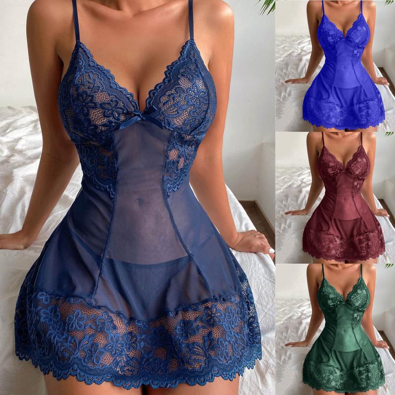 

Bras Sets Women Fashion Sleeveless Lingerie Dress Roleplay Sexy Lace Floral Mesh Slips Underwear Silky Babydoll LingerBras, Ny