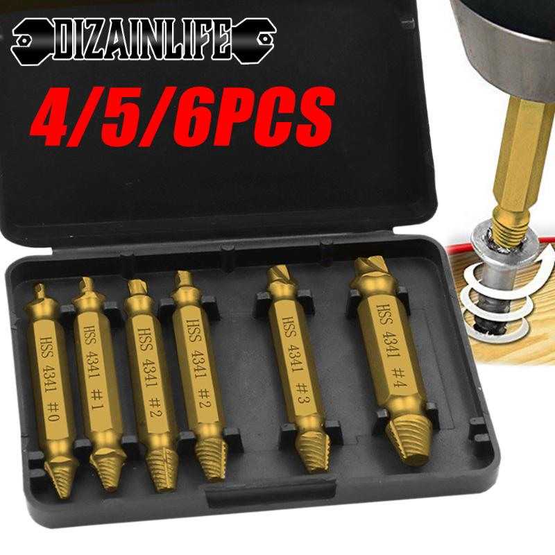 

Professional Hand Tool Sets 4/5/6 PCS Damaged Screw Extractor Drill Bit Set Stripped Easily Take Out Broken Bolt Remover Demolition ToolsPro