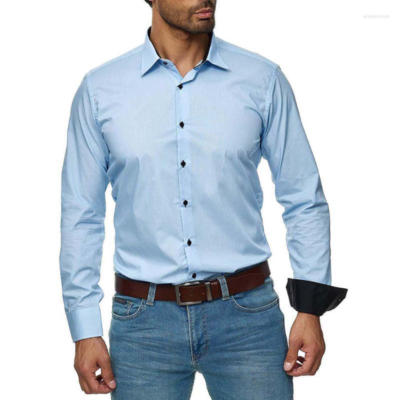 

Men' Dress Shirts Business Men' Long Sleeve Solid White Blue Spring Autumn Fashion Simple Basic Formal Shirt Men Plus Size -3XLMen, Black
