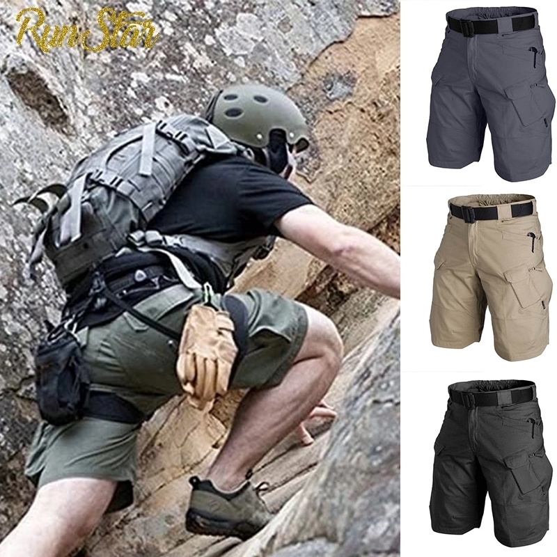 

Men Shorts Urban Waterproof Cargo Tactical Summer Male Outdoor Camo Breathable Quick Dry Pants Casual 220608, Black