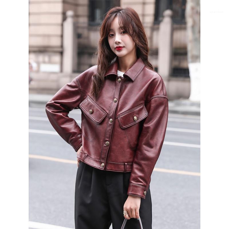

Women' Leather & Faux ANYIN2022 Spring And Autumn Haining Sheepskin Dress Women Short Single Casual Small, Brown