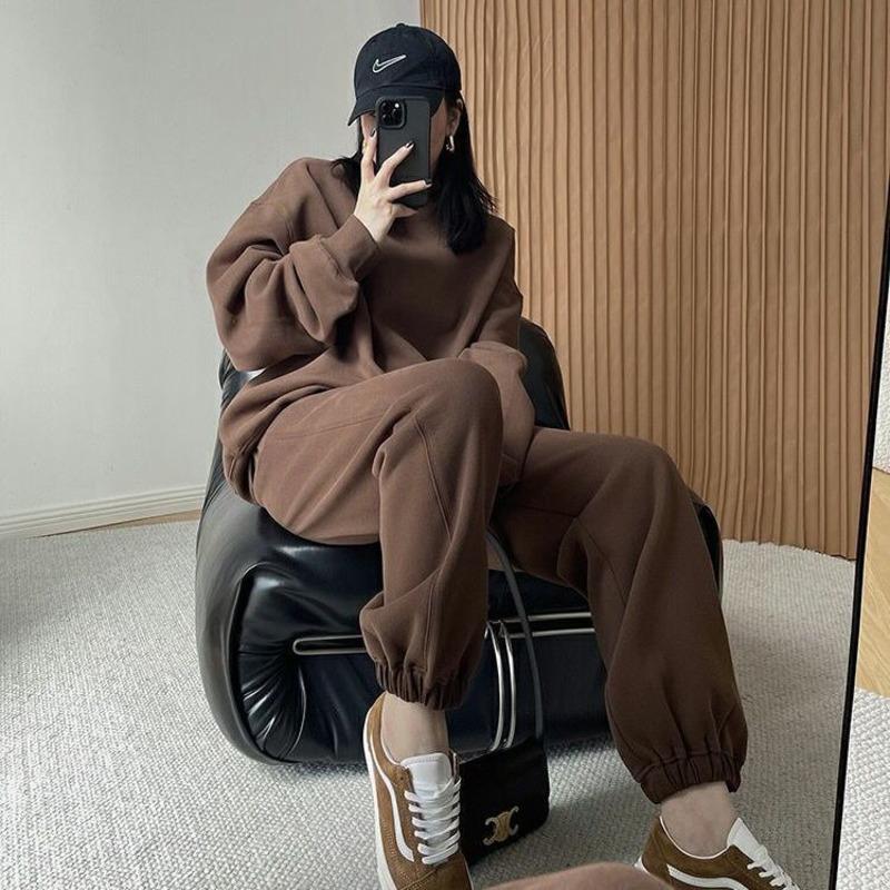 

Women' Two Piece Pants Tracksuit Women Fashion Hoodies Running Suits Solid Sets Sweatshirts+Sweatpants Spring Autumn Pullover 2 Pieces Set