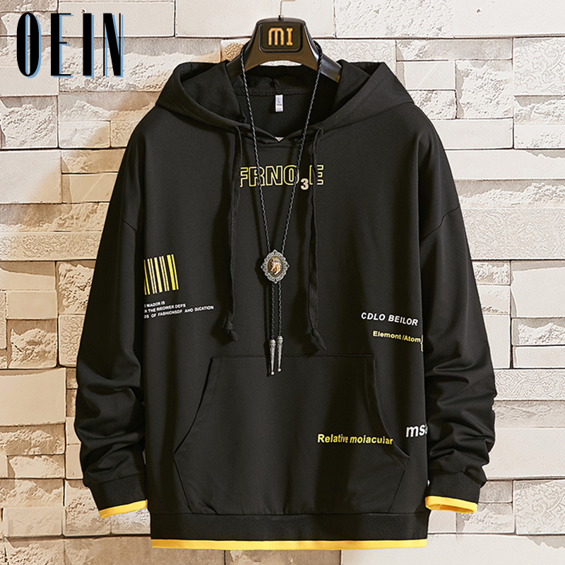 

OEIN Streetwear Men Hoodies 2022 New Letter Print Hooded Sweatshirts Mens Patchwork Hip Hop Hoodies High Street Fashion Tops Men, Yellow t116